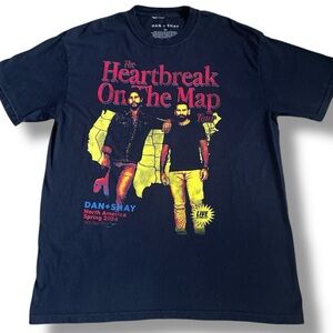Dan + Shay Men Shirt Sz XL Black Graphic Print Tour Map Concert Tee America 2024